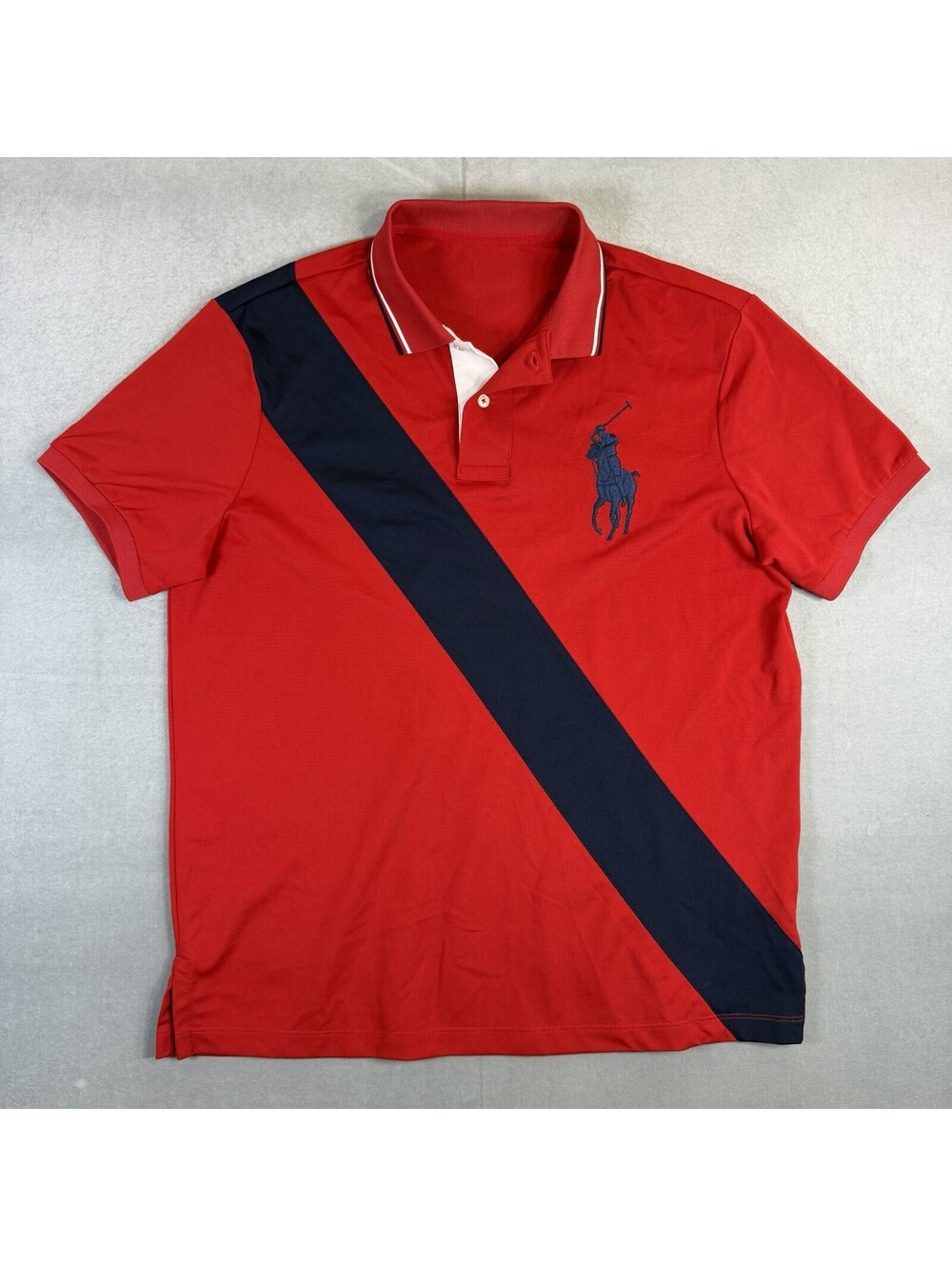 Polo Ralph Lauren Performance Polo Shirt Mens Large Red Big Pony Sash Golf